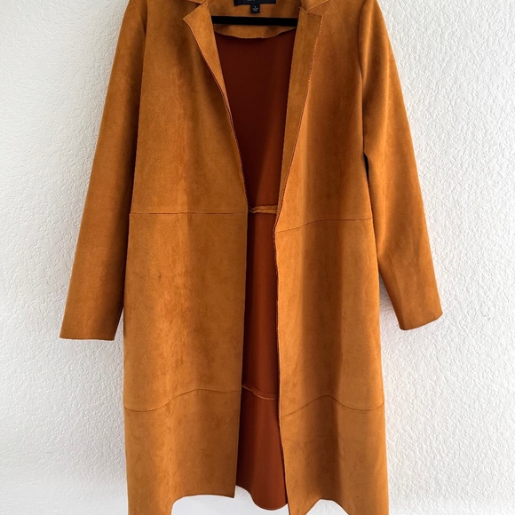 Marc New York Andrew Marc Faux Suede Open Front Coat – Camel – Size S - Picture 2 of 5